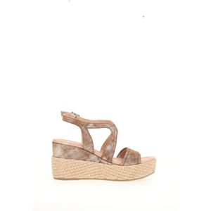 Sandalen met sleehak, in leer MJUS. Leer materiaal. Maten 39. Kastanje kleur