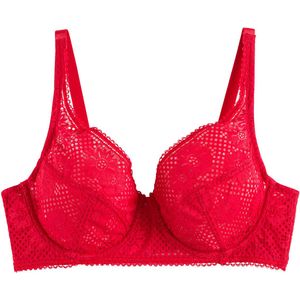 Minimizer-BH in kant LA REDOUTE COLLECTIONS. Kant materiaal. Maten 95F FR - 80F EU. Rood kleur