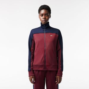 Sweater met rits color block LACOSTE. Polyester materiaal. Maten 38 FR - 36 EU. Rood kleur