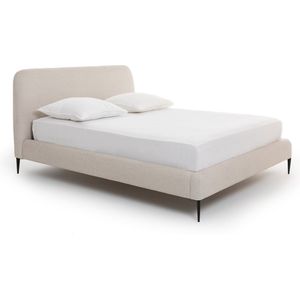 Bed met bedbodem, Oscar design E. Gallina AM.PM. Stof materiaal. Maten 180 x 200 cm. Beige kleur