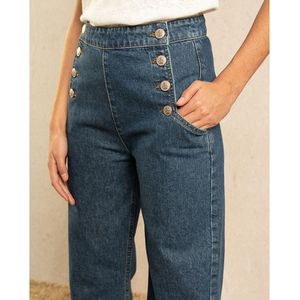 60s straight-leg jeans met hoge taille, matrozenstijl GRACE AND MILA. Katoen materiaal. Maten L. Blauw kleur