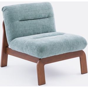 Lage gestoffeerde fauteuil, Talet LA REDOUTE INTERIEURS. Getextureerde stof materiaal. Maten één maat. Blauw kleur