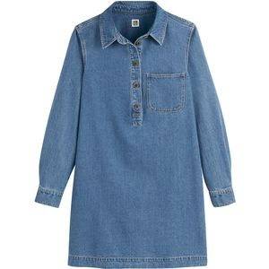 Korte jurk in denim, Signature ALBANE LA REDOUTE COLLECTIONS. Katoen materiaal. Maten 44 FR - 42 EU. Blauw kleur