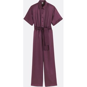 Jumpsuit met korte mouwen en vloeiende pijpen LA REDOUTE COLLECTIONS. Viscose materiaal. Maten XXL. Rood kleur