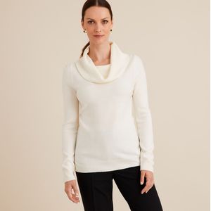 Trui met bolkraag, lange mouwen, zachte touch ANNE WEYBURN. Acryl materiaal. Maten 34/36 FR - 32/34 EU. Beige kleur
