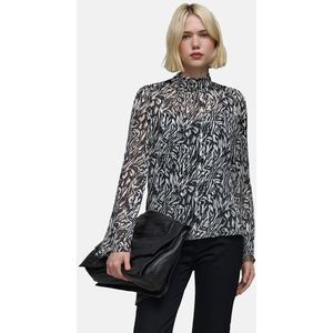 Bedrukte blouse met lange mouwen en opstaande kraag IKKS. Polyester materiaal. Maten 40 FR - 38 EU. Wit kleur