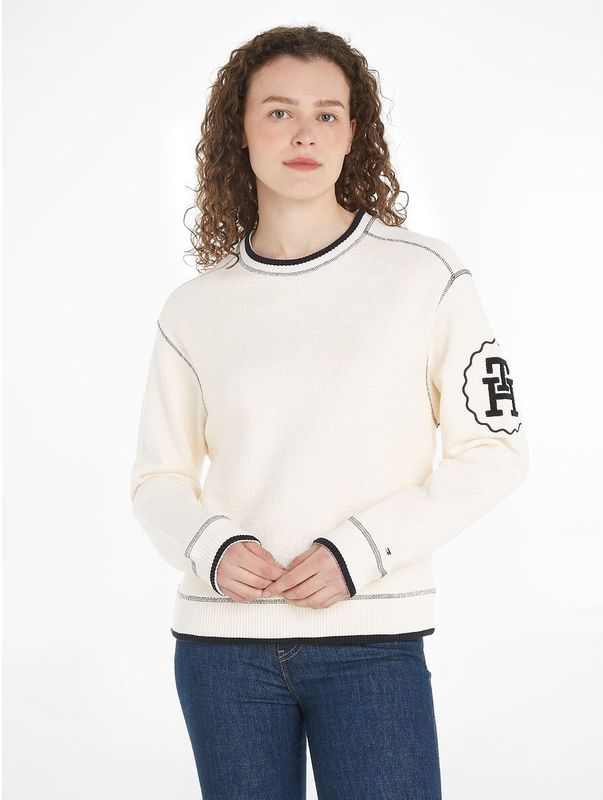 Sweater met ronde hals TOMMY HILFIGER. Katoen materiaal. Maten L. Beige kleur
