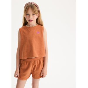 2-delige badstof ensemble, T-shirt en short LA REDOUTE COLLECTIONS. Katoen materiaal. Maten 6 jaar - 114 cm. Kastanje kleur