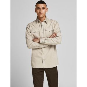Slim hemd in jeans Jjesheridan JACK & JONES. Katoen materiaal. Maten XS. Beige kleur