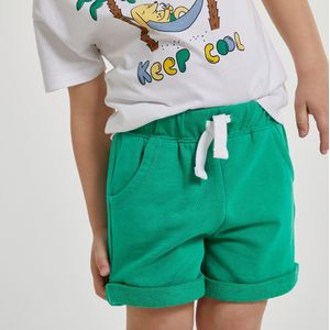 2-delig Ensemble, T-shirt en short LA REDOUTE COLLECTIONS. Katoen materiaal. Maten 1 jaar - 74 cm. Wit kleur