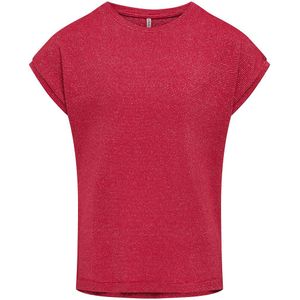 T-shirt met korte mouwen KIDS ONLY. Viscose materiaal. Maten 8 jaar - 126 cm. Rood kleur