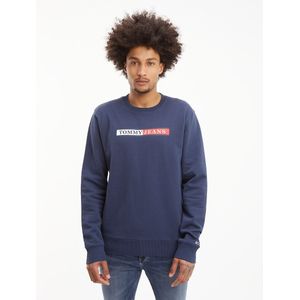 Sweater logo Linear TOMMY JEANS. Katoen materiaal. Maten S. Blauw kleur