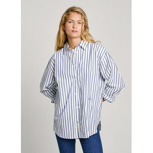 Blouse met fijne strepen PEPE JEANS. Katoen materiaal. Maten XL. Blauw kleur