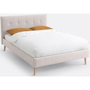 Bed met lattenbodem, Dielo LA REDOUTE INTERIEURS. Stof materiaal. Maten 160 x 200 cm. Beige kleur