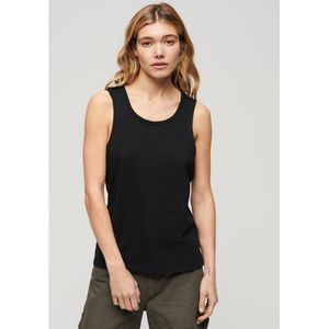 Tank top met ronde hals en geborduurd logo SUPERDRY. Katoen materiaal. Maten 40 FR - 38 EU. Zwart kleur