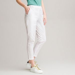 Rechte 7/8 broek, linnen en katoen ANNE WEYBURN. Linnen materiaal. Maten 44 FR - 42 EU. Wit kleur