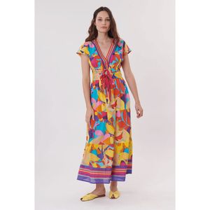 Lange jurk Totem DERHY. Viscose materiaal. Maten XL. Multicolor kleur
