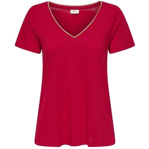 T-shirt met korte mouwen, goudkleurig biesje JDY. Polyester materiaal. Maten L. Rood kleur