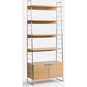 Vintage eiken en chromen opbergrek, H190 cm, Watford