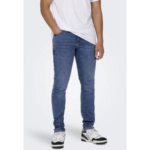 Slim stretch jeans Loom ONLY & SONS. Katoen materiaal. Maten W36 - Lengte 34. Blauw kleur