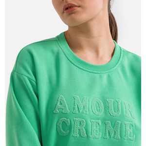 Sweater met ronde hals en motief vooraan VERO MODA. Polyester materiaal. Maten XS. Groen kleur
