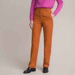 Broek in stretch satijnkatoen ANNE WEYBURN. Katoen materiaal. Maten 46 FR - 44 EU. Kastanje kleur