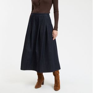 Uitlopende denim rok, halflang LA REDOUTE COLLECTIONS. Denim materiaal. Maten 44 FR - 42 EU. Blauw kleur