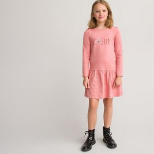 Bedrukte jurk met lange mouwen LA REDOUTE COLLECTIONS. Katoen materiaal. Maten 6 jaar - 114 cm. Roze kleur