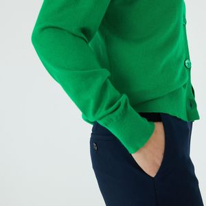 Gebreid vest met V-hals, soepel tricot LA REDOUTE COLLECTIONS. Polyester materiaal. Maten XL. Groen kleur