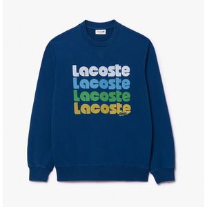 Sweater met ronde hals en logo, in molton LACOSTE. Katoen materiaal. Maten XXL. Blauw kleur