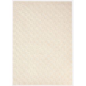 Effen dambord tapijt, Bilmo LA REDOUTE INTERIEURS. Wol materiaal. Maten 120 x 170 cm. Beige kleur