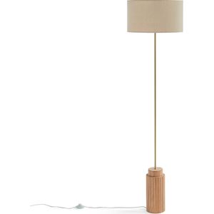 Staande lamp in eik, metaal en linnen, Idna LA REDOUTE INTERIEURS. Eikenhout materiaal. Maten één maat. Beige kleur