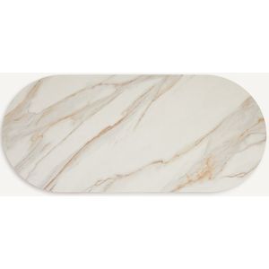 Ovaal tafelblad in keramiek L220 cm, Ovalo AM.PM. Keramiek materiaal. Maten 8 personen. Wit kleur