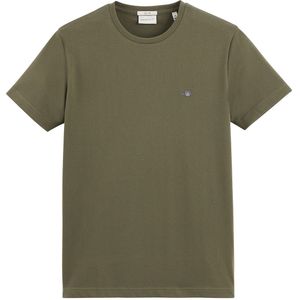 Slim T-shirt in piqué GANT. Katoen materiaal. Maten L. Groen kleur