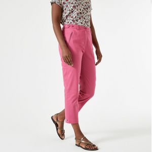 3/4 broek in satijn van stretch katoen ANNE WEYBURN. Katoen materiaal. Maten 42 FR - 40 EU. Roze kleur