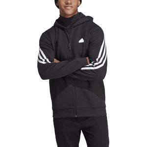 Zip-up hoodie, 3 stripes, Future Icons ADIDAS SPORTSWEAR. Polyester materiaal. Maten XS. Zwart kleur