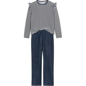 Pyjama in fluweel, met strepen LA REDOUTE COLLECTIONS. Fluweel materiaal. Maten 14 jaar - 156 cm. Blauw kleur