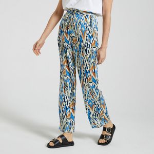 Bedrukte soepele broek SEE U SOON. Polyester materiaal. Maten 42 FR - 40 EU. Blauw kleur