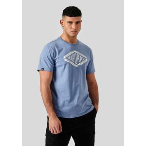 Recht T-shirt met ronde hals en motief KAPORAL. Katoen materiaal. Maten S. Blauw kleur