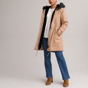 Halflange parka met vaste kap, volop winter ANNE WEYBURN. Katoen materiaal. Maten 48 FR - 46 EU. Kastanje kleur