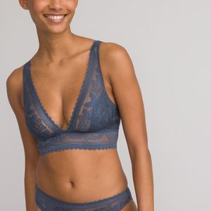 Bralette BH Signature, JEANNE LA REDOUTE COLLECTIONS. Kant materiaal. Maten 90C FR - 75C EU. Blauw kleur