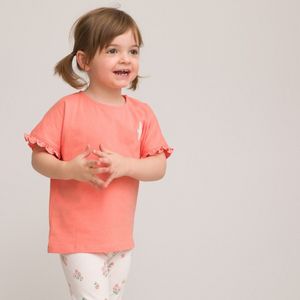 Set van 3 T-shirts met mouwen met volants LA REDOUTE COLLECTIONS. Katoen materiaal. Maten 1 jaar - 74 cm. Roze kleur
