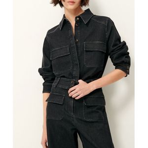 Dik denim overhemd Guggen SESSUN. Katoen materiaal. Maten L. Grijs kleur