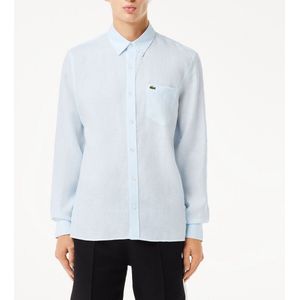 Hemd in linnen, lange mouwen LACOSTE. Linnen materiaal. Maten 44. Blauw kleur