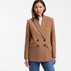 Blazerjasje met wijde snit LA REDOUTE COLLECTIONS. Polyester materiaal. Maten 48 FR - 46 EU. Kastanje kleur