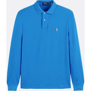 Rechte polo met lange mouwen, custom fit POLO RALPH LAUREN. Katoen materiaal. Maten L. Blauw kleur