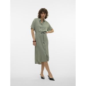 Rechte jurk, 3/4 midi lengte, korte mouwen VERO MODA. Viscose materiaal. Maten XL. Groen kleur