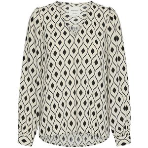 Bedrukte blouse met V-hals VERO MODA. Polyester materiaal. Maten S. Beige kleur