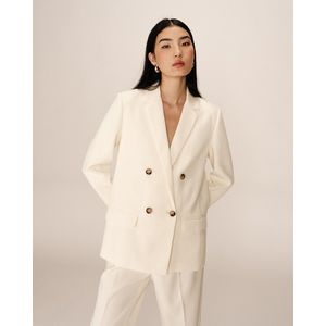 Geruite blazer met dubbele rij knopen PARFAITE GRACE & MILA. Polyester materiaal. Maten S. Beige kleur