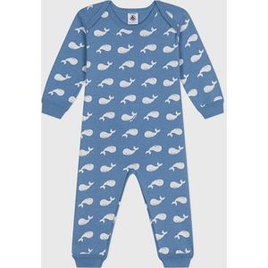 Pyjama zonder voetjes, walvissenprint PETIT BATEAU. Katoen materiaal. Maten 1 jaar - 74 cm. Blauw kleur